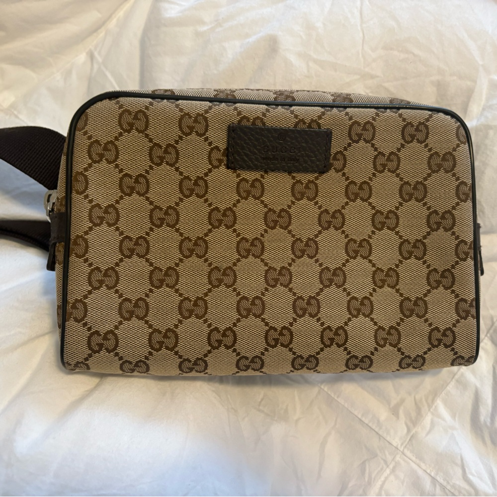 Gucci Monogram Belt bag Brown Textured Leather